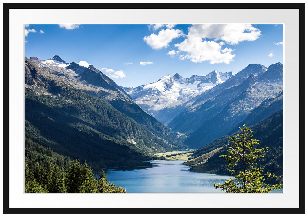 Pixxprint See an Bergen, im Galerie-Passepartout Bilderrahmen