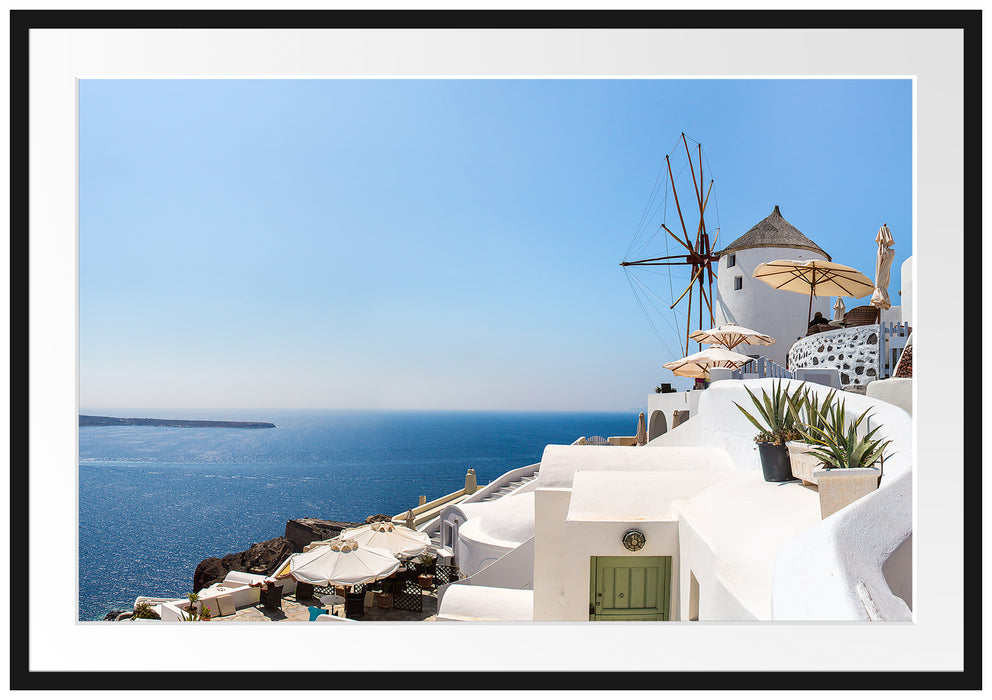 Pixxprint Stadt am Meer, im Galerie-Passepartout Bilderrahmen