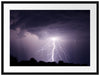 Einschlagender Blitz schwarz weiß Passepartout 80x60