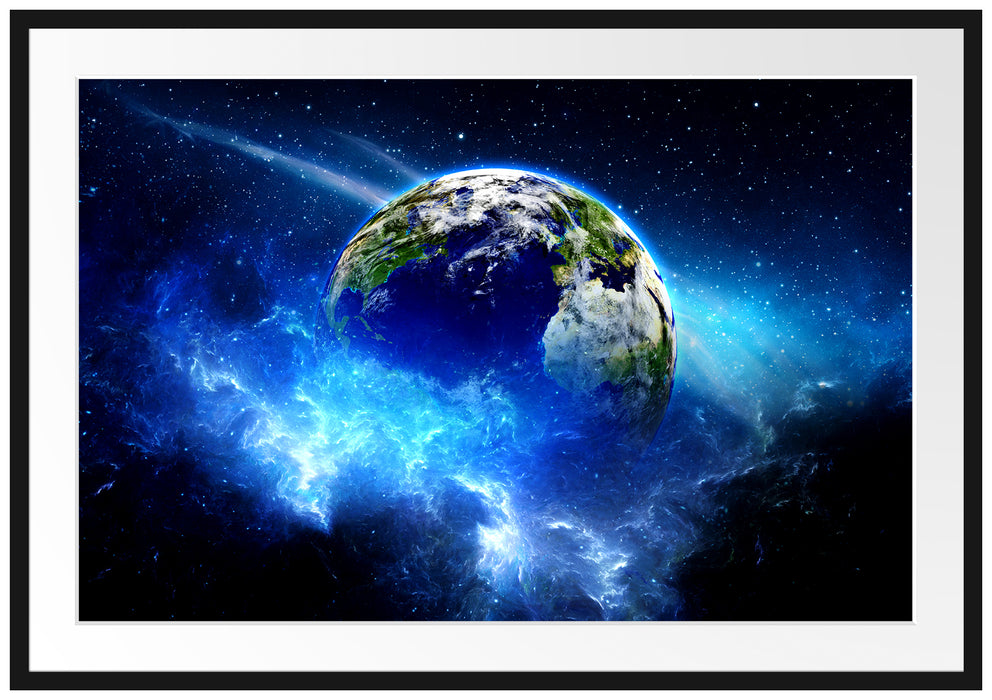 Pixxprint Planet Erde, im Galerie-Passepartout Bilderrahmen