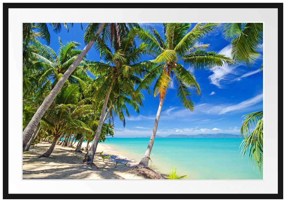 Pixxprint Palmen Traumstrand, im Galerie-Passepartout Bilderrahmen