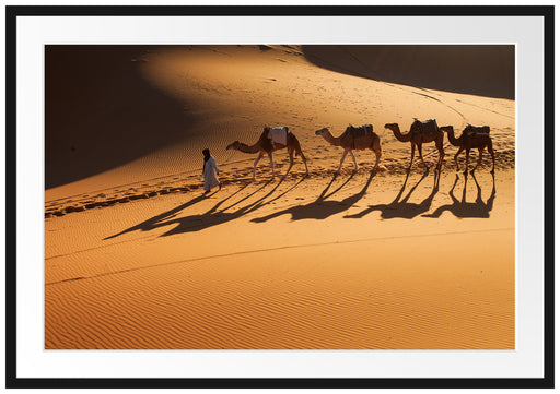 Kamelkarawane in der Wüste Passepartout 100x70