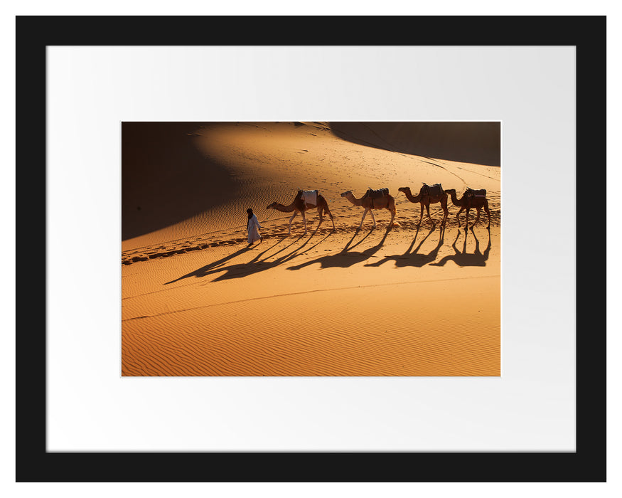 Kamelkarawane in der Wüste Passepartout 38x30