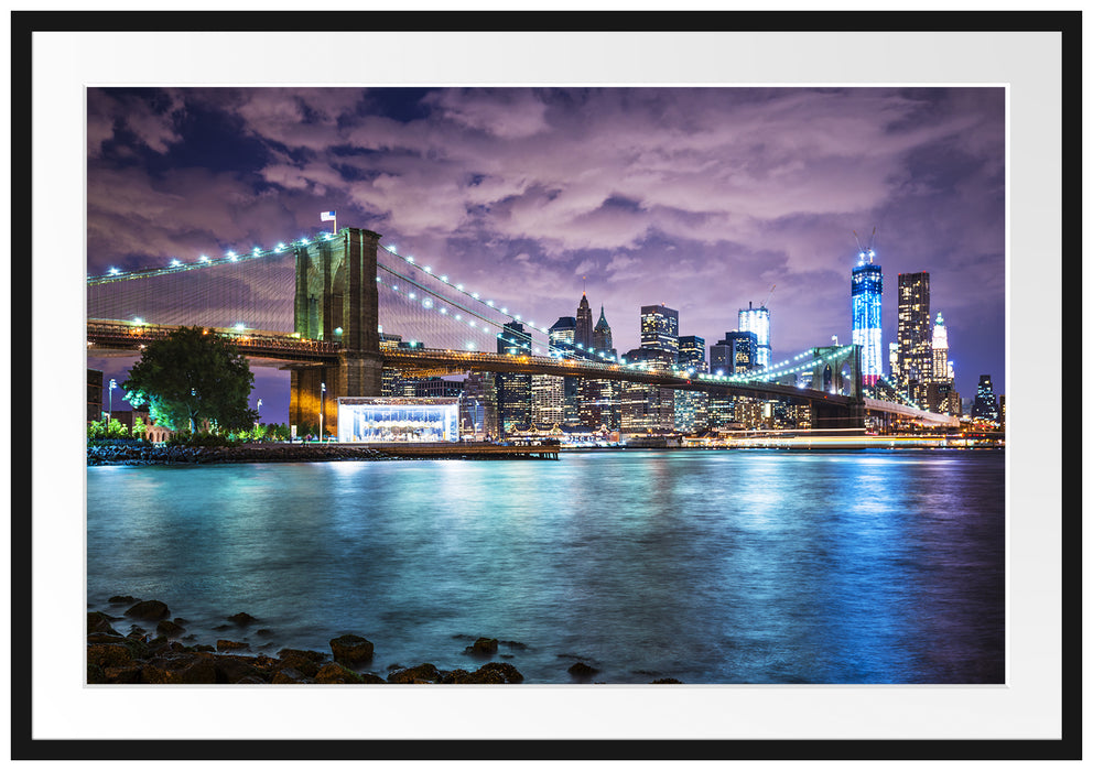 Pixxprint Skyline New York, im Galerie-Passepartout Bilderrahmen