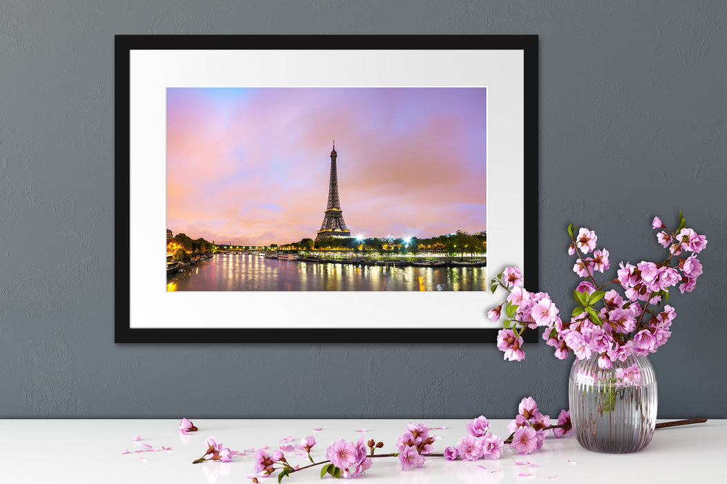 Eifelturm Paris bei Nacht Passepartout Wohnzimmer