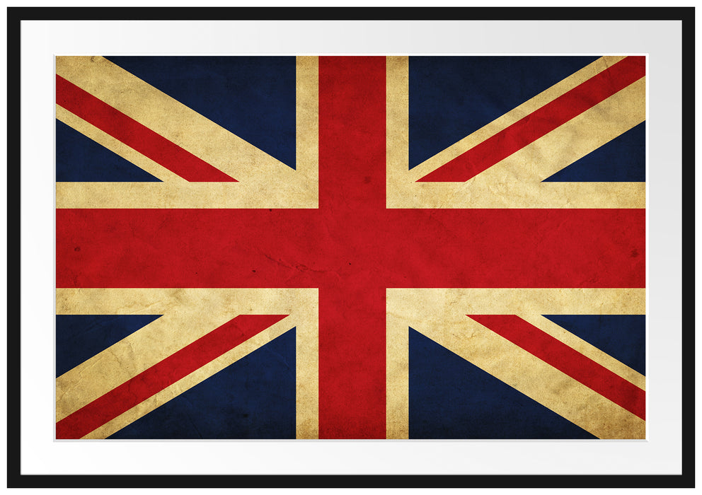 Pixxprint Großbritannien Flagge, im Galerie-Passepartout Bilderrahmen