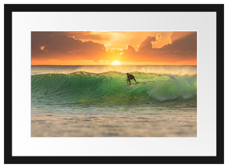 Surfen im Sonnenuntergang Passepartout 55x40