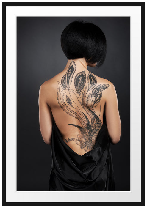 Pixxprint Sexy Dragon Tattoo, im Galerie-Passepartout Bilderrahmen