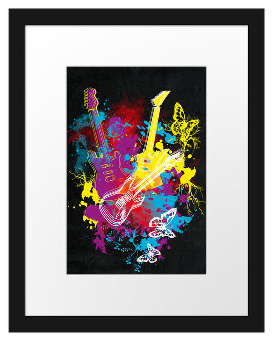 Guitar splatter black Passepartout 38x30