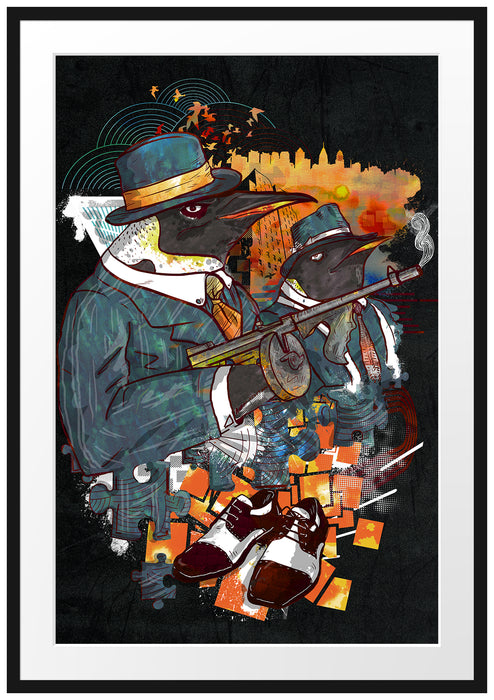 Pixxprint Mobsters black, im Galerie-Passepartout Bilderrahmen