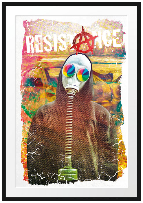 Pixxprint Resistance white, im Galerie-Passepartout Bilderrahmen