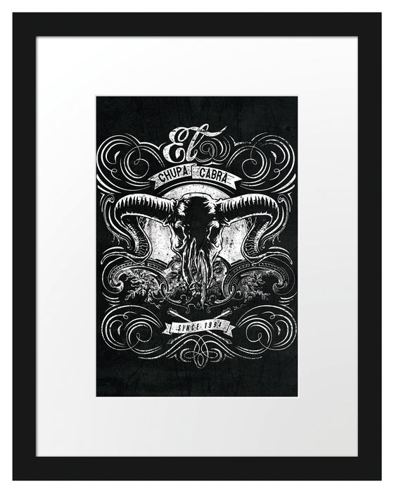 Chupacabra skull black Passepartout 38x30