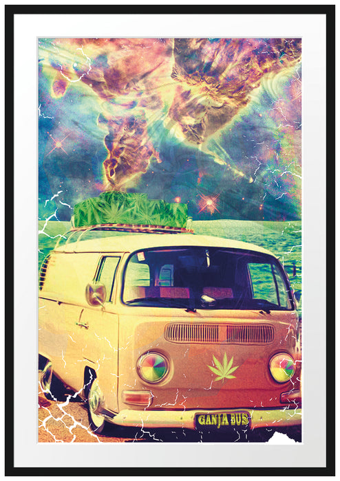 Pixxprint Ganja bus, im Galerie-Passepartout Bilderrahmen