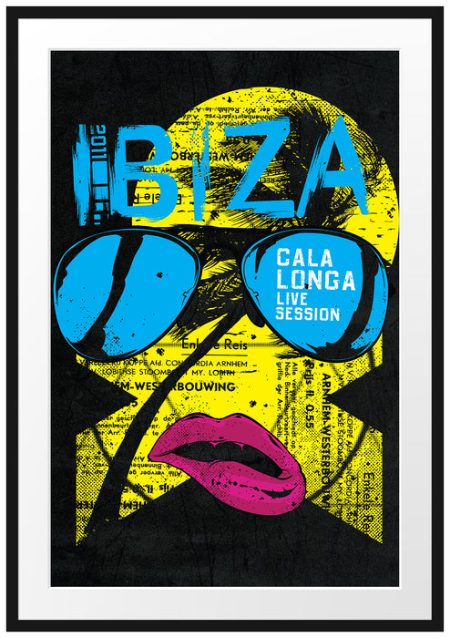 Pixxprint Ibiza black, im Galerie-Passepartout Bilderrahmen