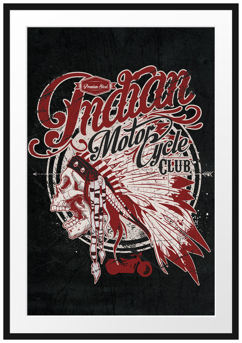 Pixxprint Indian motorcycle-Club black, im Galerie-Passepartout Bilderrahmen