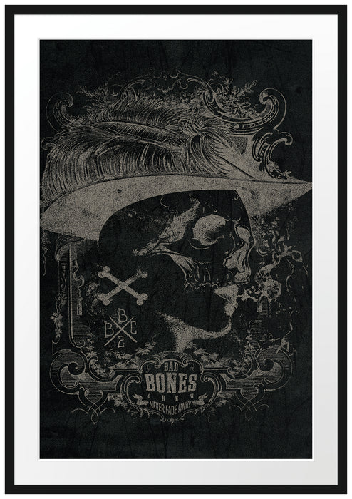 Pixxprint Vintage faces black, im Galerie-Passepartout Bilderrahmen