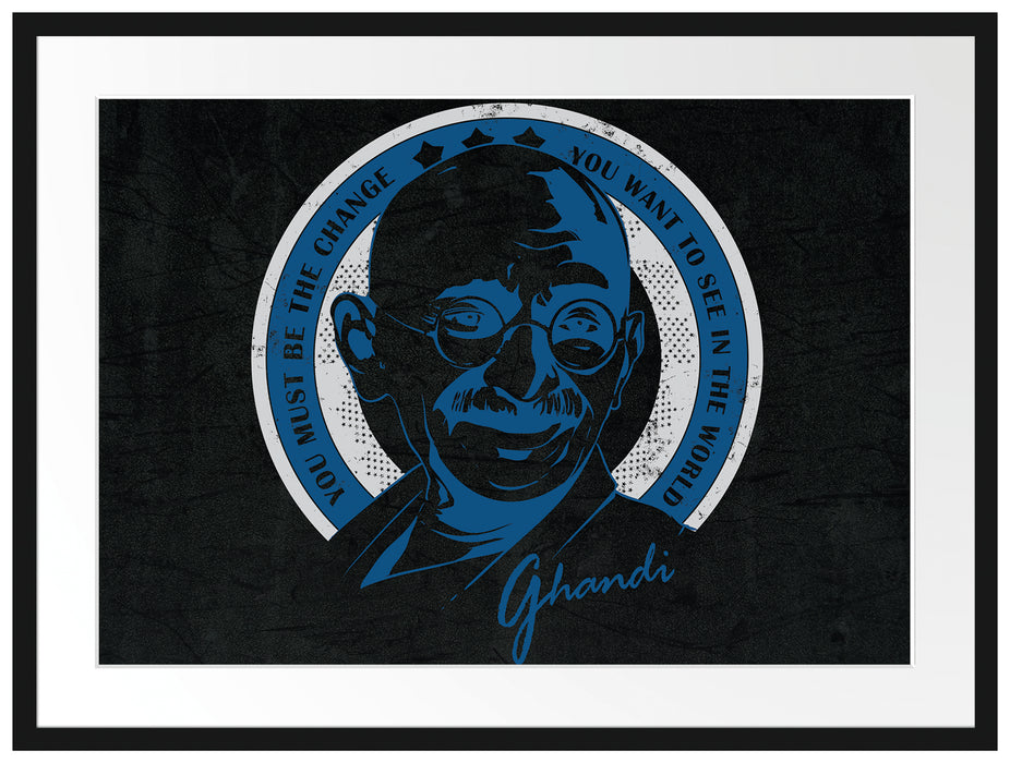 Ghandi Black Passepartout 80x60