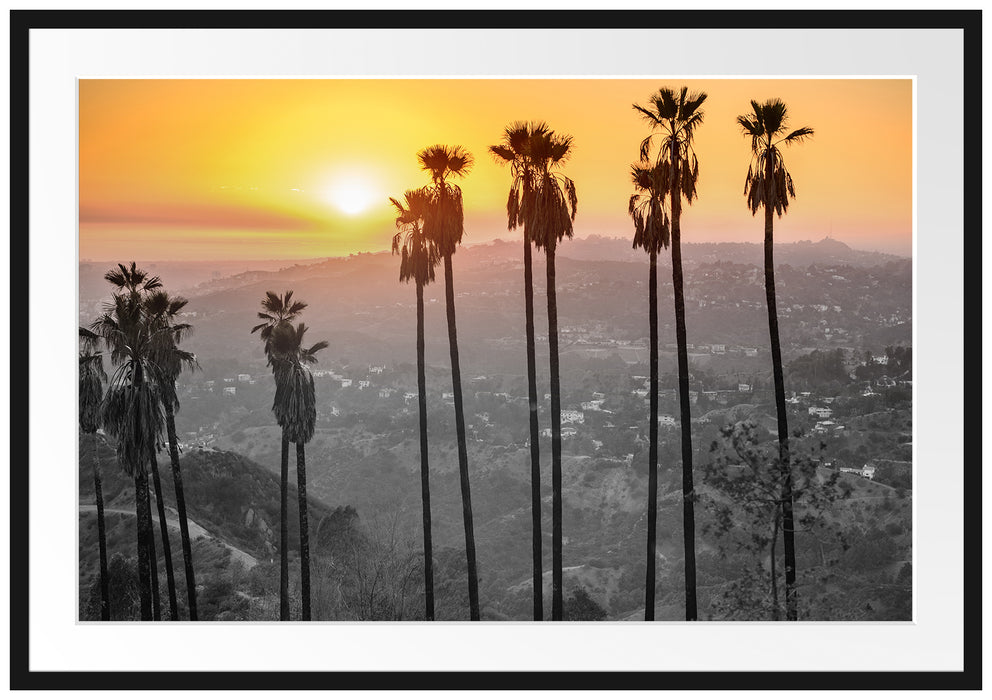 Pixxprint Aussicht auf den Hollywood Hills, im Galerie-Passepartout Bilderrahmen