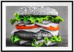 leckerer Hamburger mit Zwiebeln Passepartout 100x70