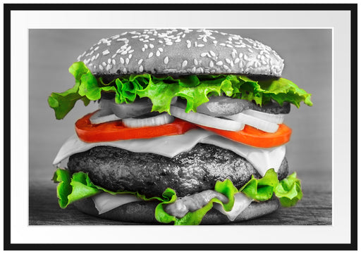 leckerer Hamburger mit Zwiebeln Passepartout 100x70