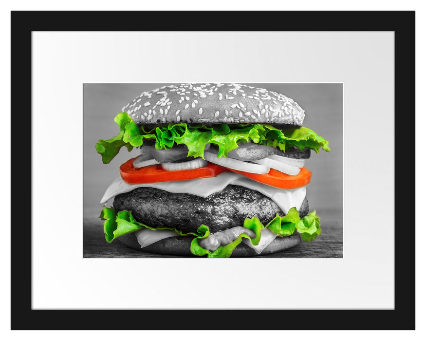 leckerer Hamburger mit Zwiebeln Passepartout 38x30