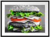 leckerer Hamburger mit Zwiebeln Passepartout 80x60