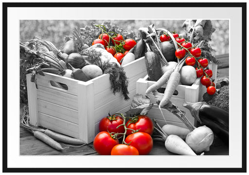 Gemüse in Holzkisten Passepartout 100x70