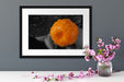 Orange mit Wassertropfen Passepartout Wohnzimmer