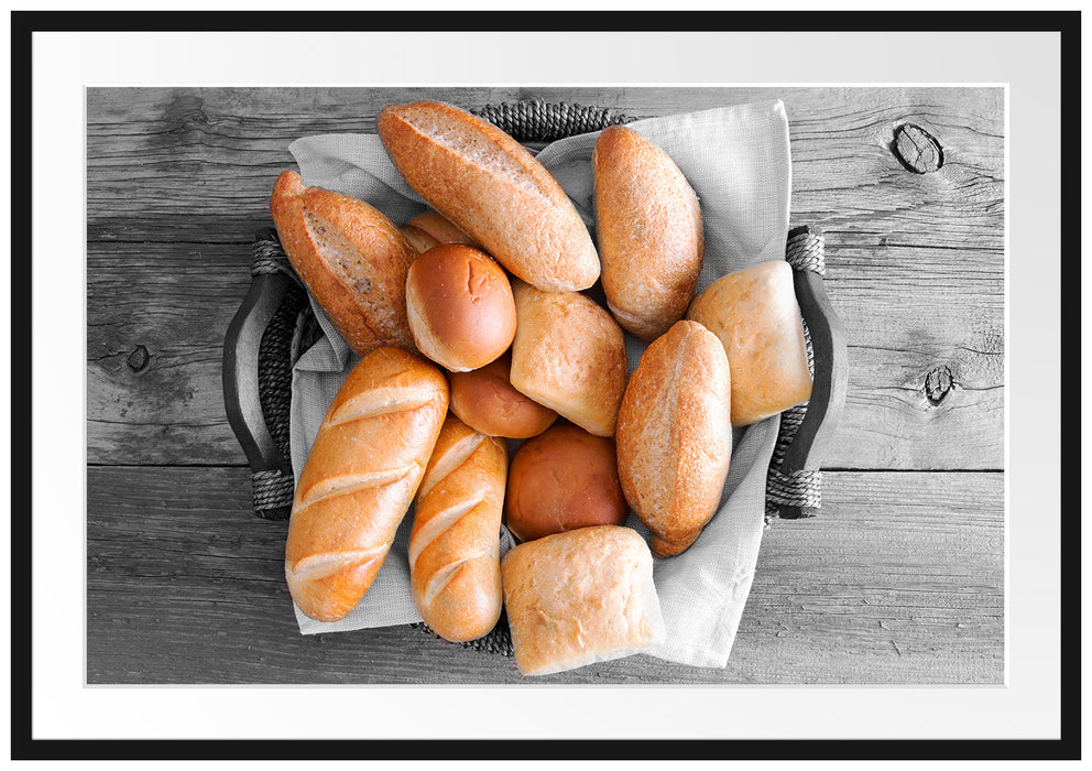 Pixxprint Leckere Knusprige Brötchen, im Galerie-Passepartout Bilderrahmen