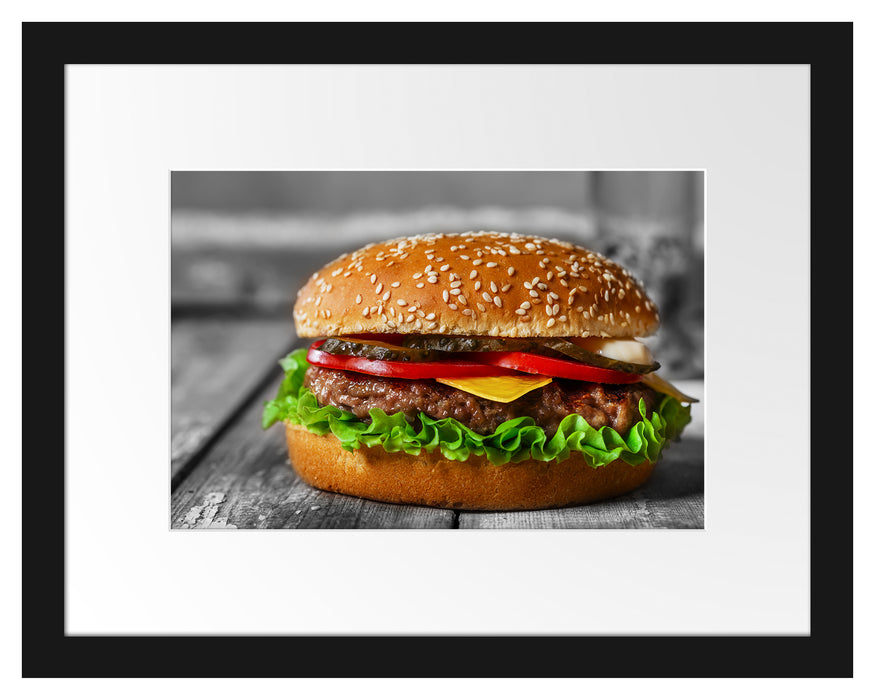 appetitlicher Cheeseburger Passepartout 38x30