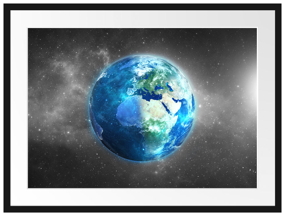 Unsere Erde im Weltall Passepartout 80x60