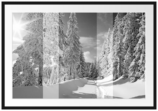 Winterlandschaft mit Bäumen Passepartout 100x70