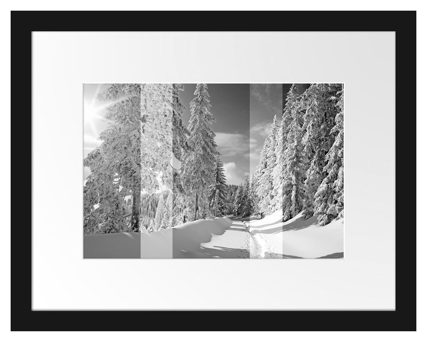 Winterlandschaft mit Bäumen Passepartout 38x30