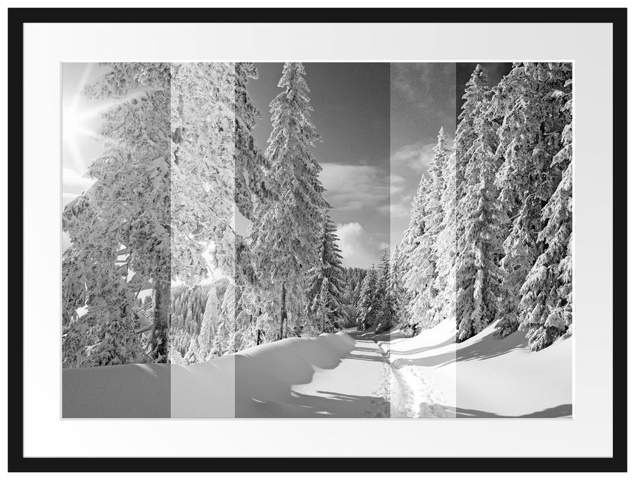 Winterlandschaft mit Bäumen Passepartout 80x60