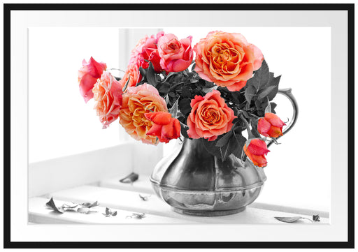 Wunderschöne Rosen in Krug Passepartout 100x70