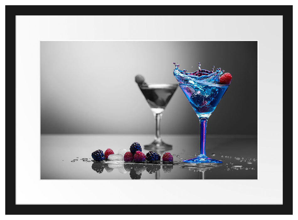 Blauer leckerer Cocktail Passepartout 55x40