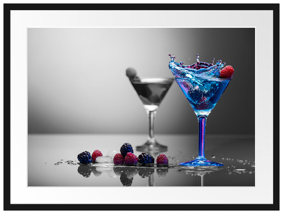 Blauer leckerer Cocktail Passepartout 80x60