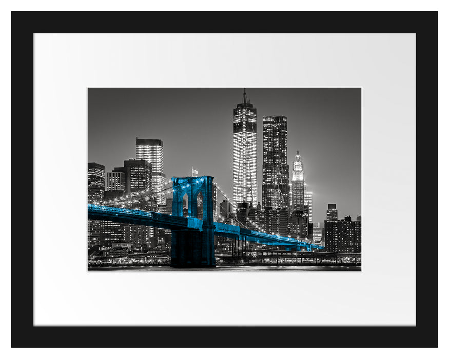 Brooklyn Bridge mit Wolkenkratzern Passepartout 38x30