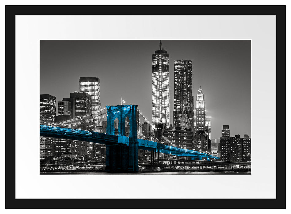 Brooklyn Bridge mit Wolkenkratzern Passepartout 55x40