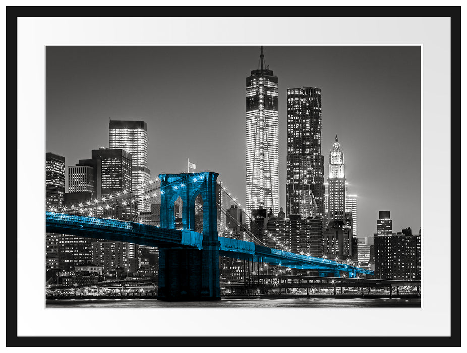 Brooklyn Bridge mit Wolkenkratzern Passepartout 80x60