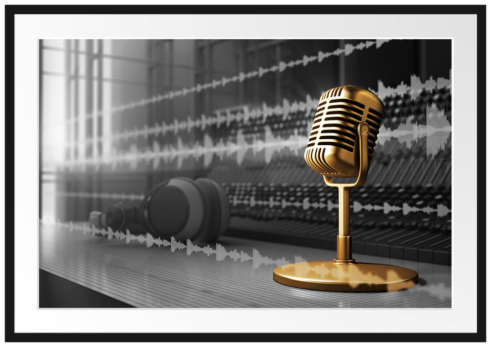 Pixxprint Cooles Musikstudio, im Galerie-Passepartout Bilderrahmen