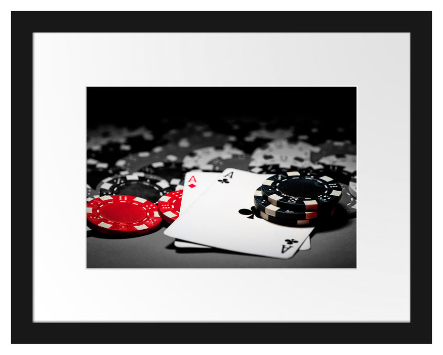 Spielkarten auf Pokertisch Passepartout 38x30