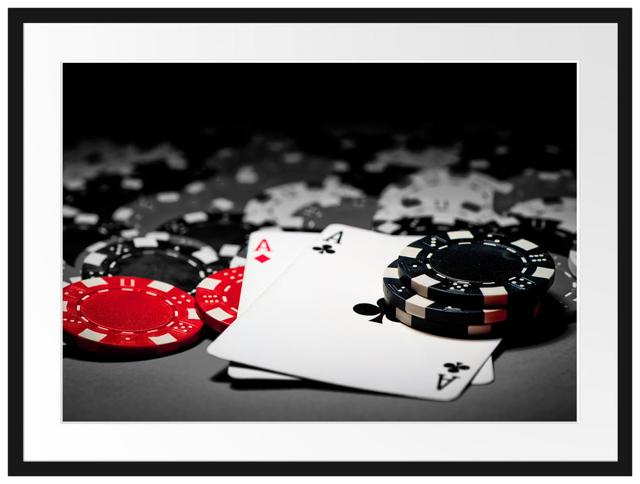 Spielkarten auf Pokertisch Passepartout 80x60