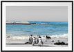 lustige Pinguine am Strand Passepartout 100x70