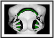 Dark Sexy girl grüne Kopfhörer Passepartout 100x70