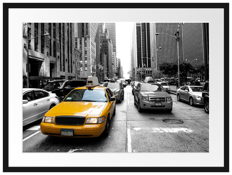 Gelbes Taxi in New York Passepartout 80x60