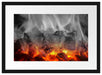brennende Holzkohle in Kamin Passepartout 55x40