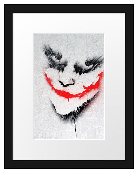 Joker Gesicht auf Spanplatte Passepartout 38x30