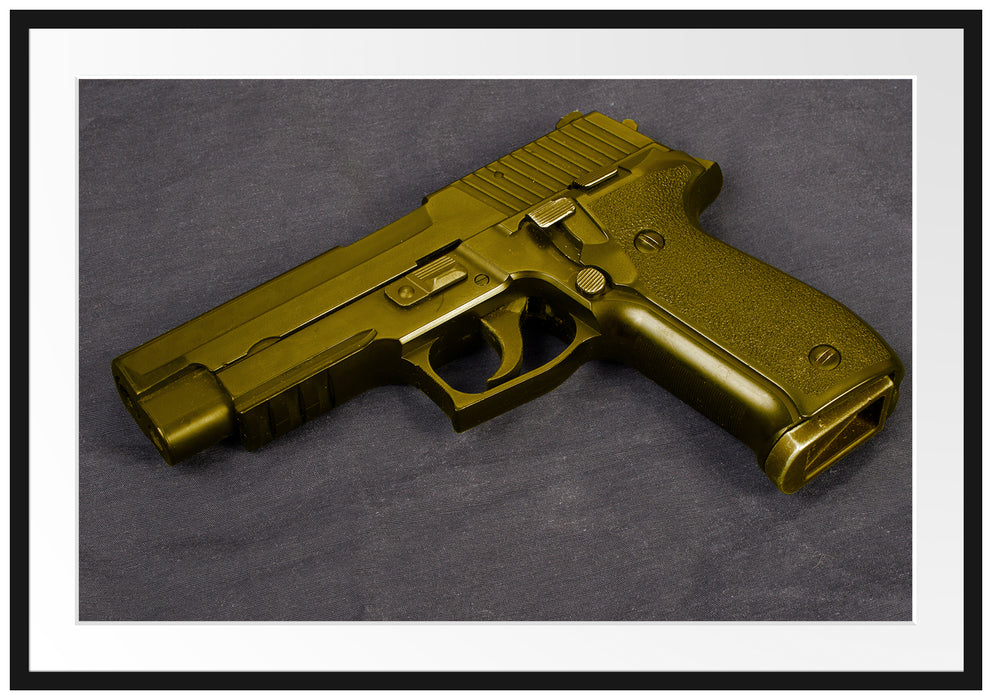 Pixxprint Pistolen Waffen, im Galerie-Passepartout Bilderrahmen