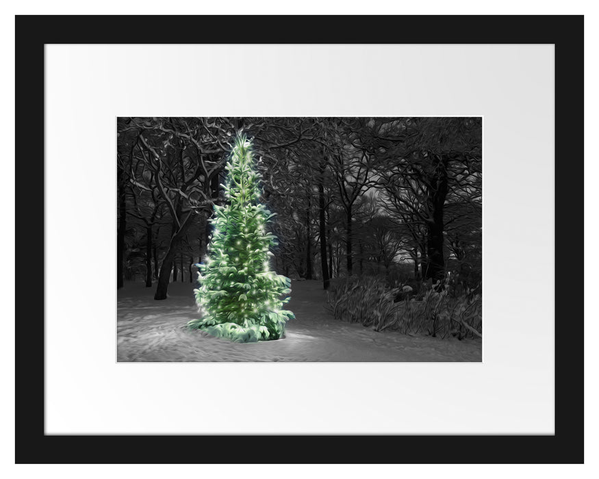 Weihnachtsbaum im Winter Passepartout 38x30